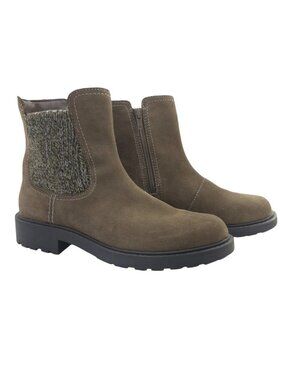CLARKS Opal Sky Women’s Chelsea Ankle Boots Dark Olive Suede Booties - Sz 7M